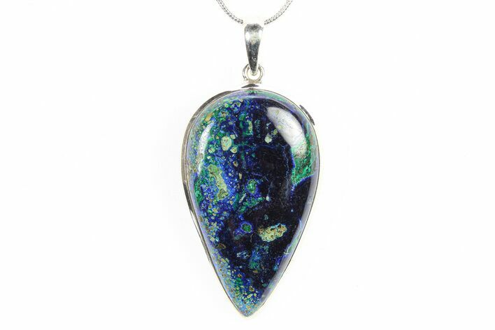 Watercolor Malachite and Azurite Pendant - Sterling Silver #278599